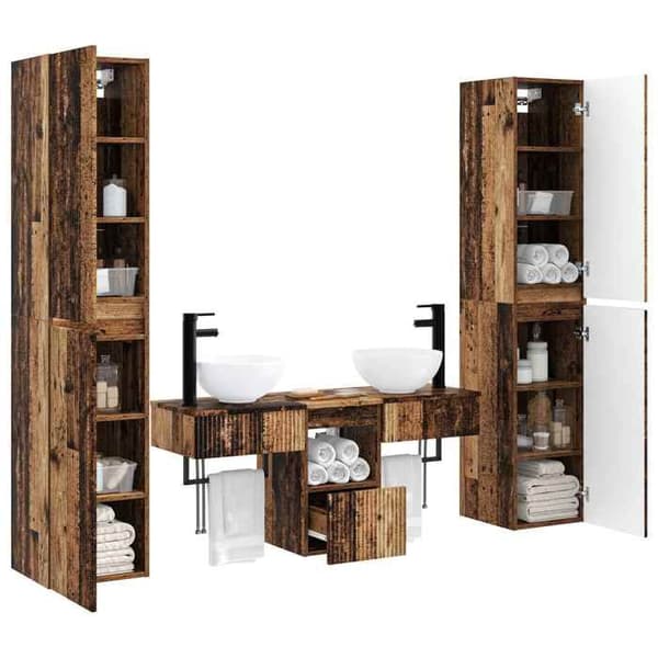 Maison Exclusive - 5-delars badrumsinredning i gammalt trä