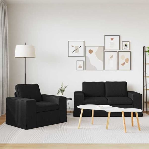Maison Exclusive - 2 kpl sohvasetti musta kangas Svart
