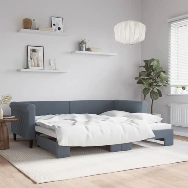 Maison Exclusive - Päivävuode, jossa on alavuode ilman patjaa, tummanharmaa 90x200 cm