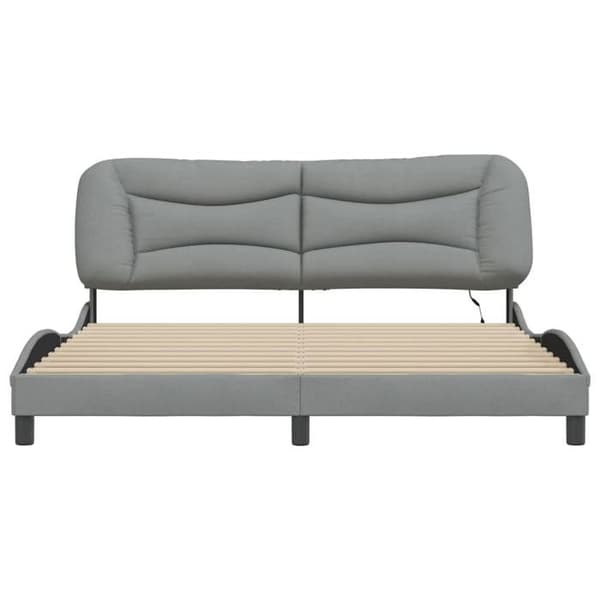 Sengestel - EKSKLUSIV HUS - Hvar - 180x200 cm - Lys grå - Indbygget LED Ljusgrått