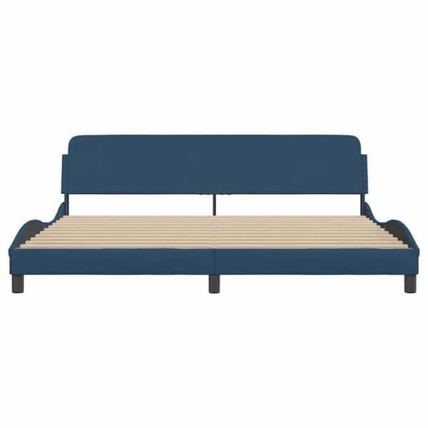 Sengestel - EKSKLUSIV HUS - Dover - 200 x 200 cm - Blå stof - Lamelseng Blå