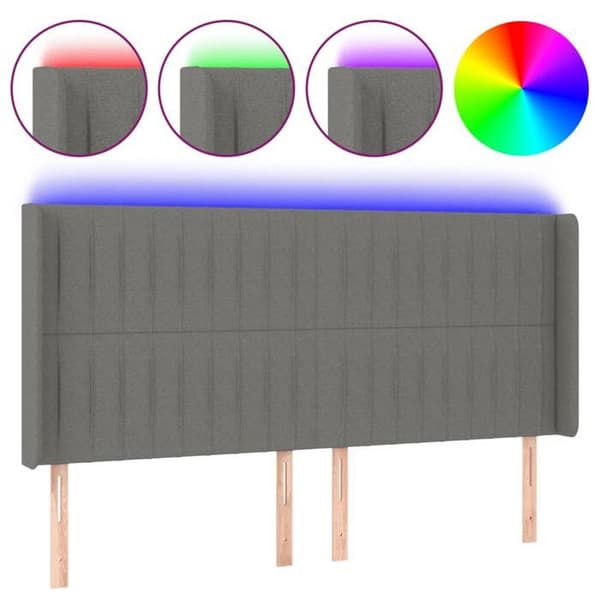 Maison Exclusive - LED-päätyharso Tummanharmaa 203x16x118/128 cm Kangas Mörkgrå