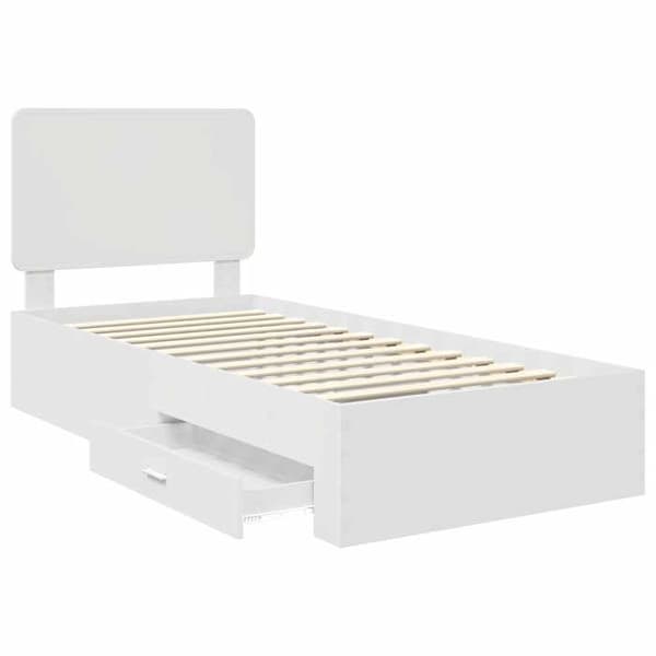 Maison Exclusive - Sängram med låda Vit 90 x 190 cm Ingenjörsträ