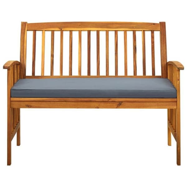 Maison Exclusive - Bænk til haven med pude 119 cm Solid akacietræ mörkgrå (kudde)