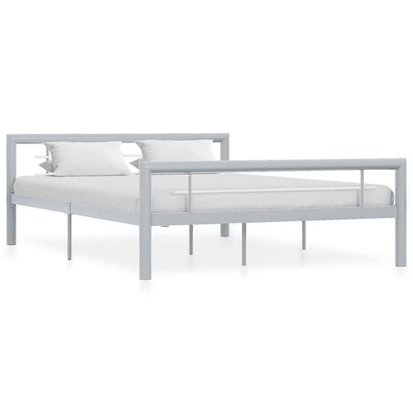 Sengestel - EKSKLUSIV HUS - 160x200 - Grå og hvid - Metal - Lamelseng Grå och vit