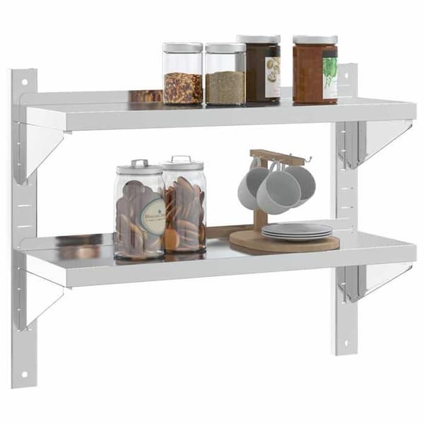Maison Exclusive - Væghylde 2 niveauer 75x23,5x60 cm sølvfarvet rustfrit stål Silver