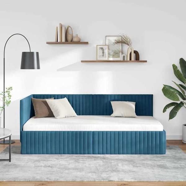 Maison Exclusive - Sininen kulmasänky 90 cm x 190 cm Sametti