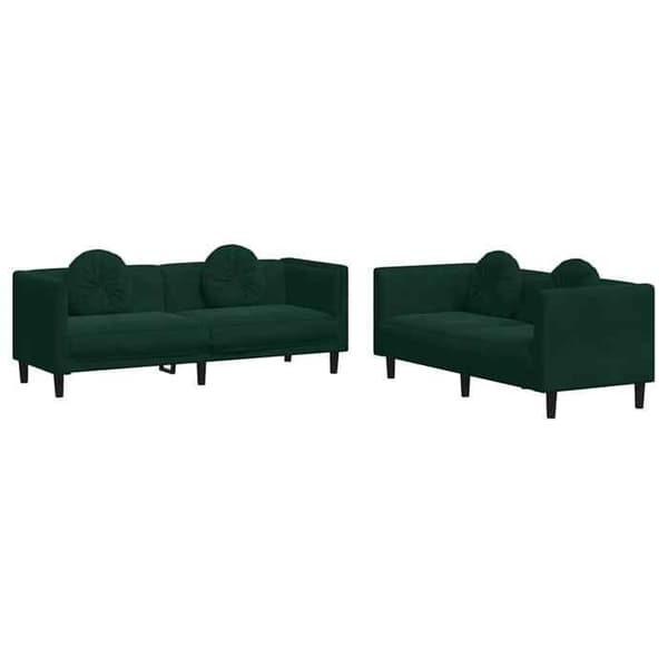 Maison Exclusive - Sæt af 2 sofaer med mørkegrønne velourpuder