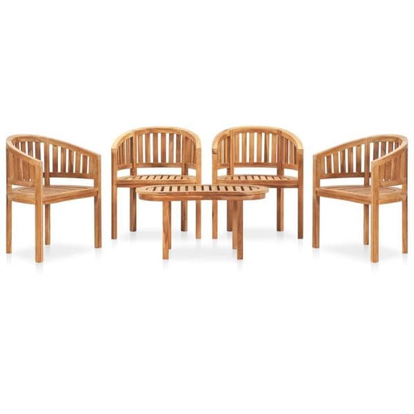 Maison Exclusive - Trädgårdsmöbler 5 delar i bananform av solid teak
