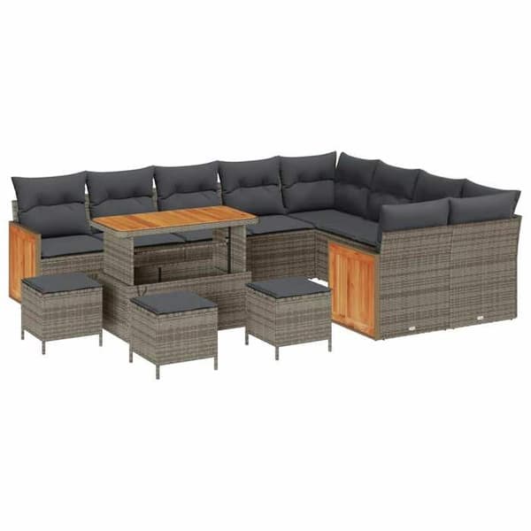 Maison Exclusive - 14-osainen puutarhakalustesarja 10-hengen harmaa