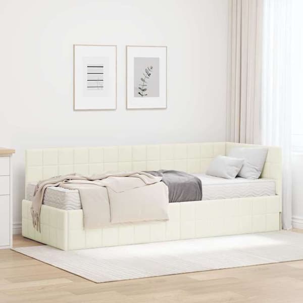 Maison Exclusive - Hörnsängram med madrass 2 pc Kräm 80 x 200 cm Grädde