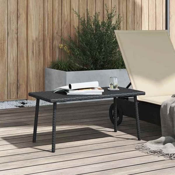 Havebord til haven - EKSKLUSIV HUS - 80 x 40 x 37 cm - Vævet harpik (poly rattan) - Stålramme - Sort