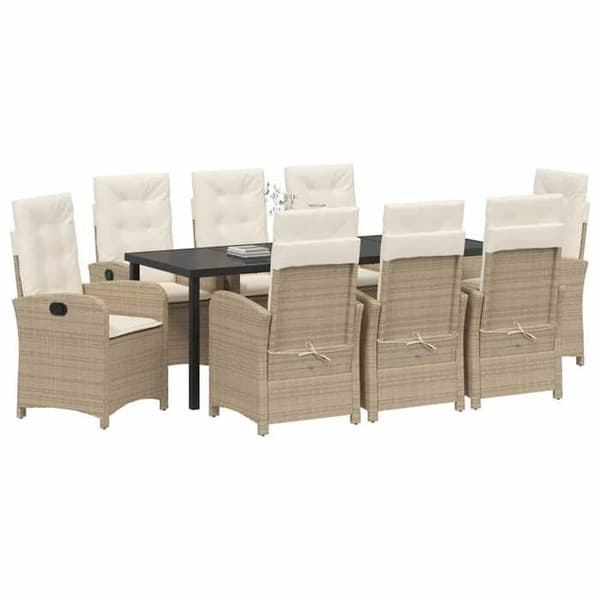 Maison Exclusive - 9 pc spisestue sæt til haven i beige polyrotin beige