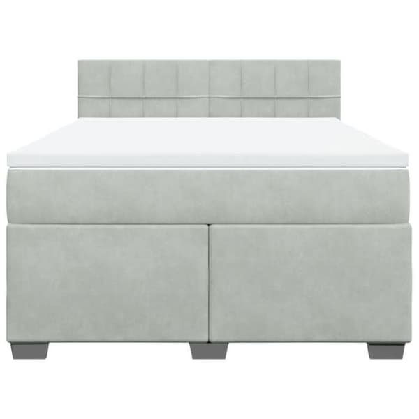 Maison Exclusive - Seng solid bund med socker og madras Grå 160x200cm Velour