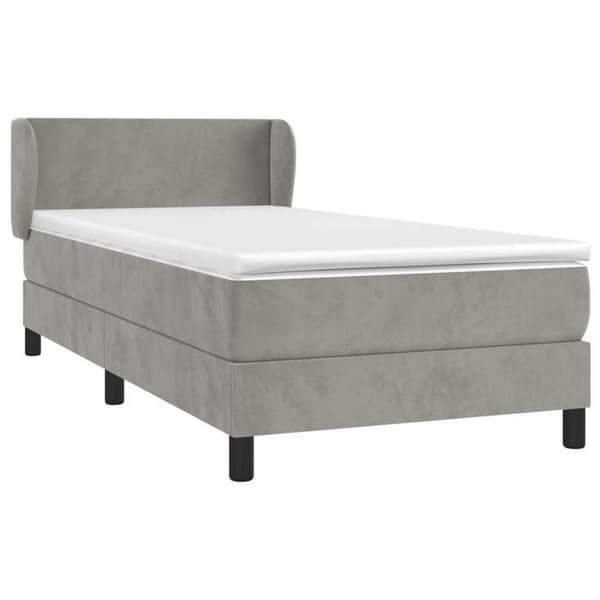 Maison Exclusive - Sengebund med lameller og madras Lys grå 100x200cm Velour