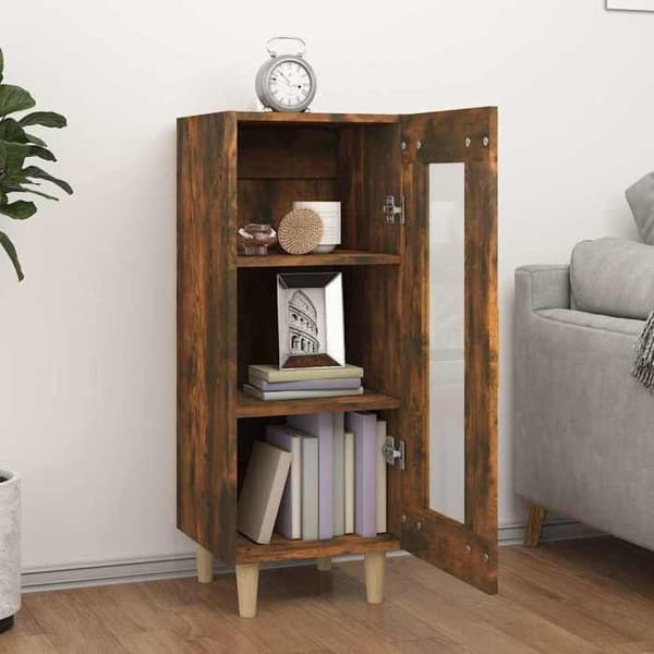 Maison Exclusive - Buffet Røget Eg 34,5x34x90 cm Ingeniørtræ