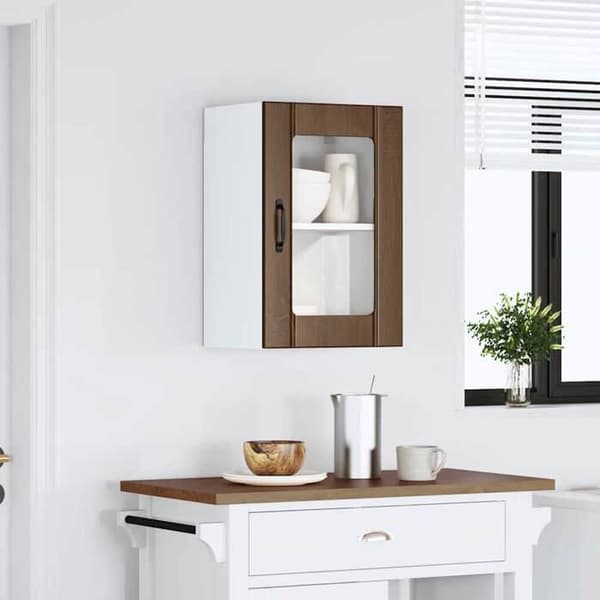 Maison Exclusive - Väggmonterad köksskåp och glasdörr Lucca ek brun