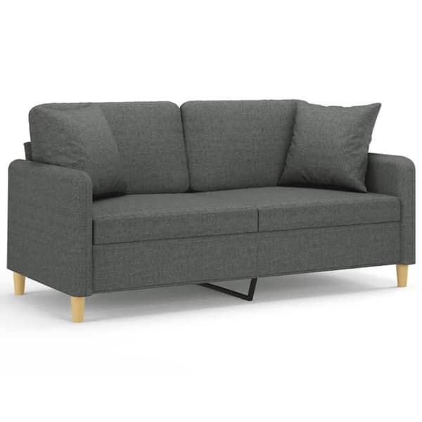 Maison Exclusive - Soffa 2 platser med mörkgrå kuddar 140 cm tyg mörkgrå