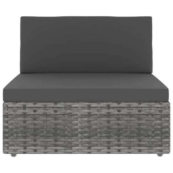 Maison Exclusive - 8 osan puutarhakalustesarja, punottu muovi, harmaa Grå