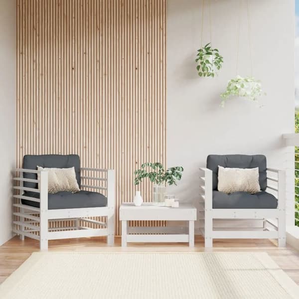 Trädgårdsstolar - EXKLUSIVT HEM - set om 2 - Vit - Massivt trä - Modulär design Vit