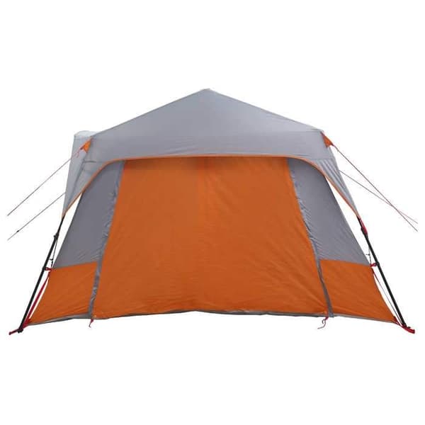 Instanttält - EXKLUSIVT HUS - 8 platser - Grå och orange - Polyester 185T PU - Stomme av glasfiber