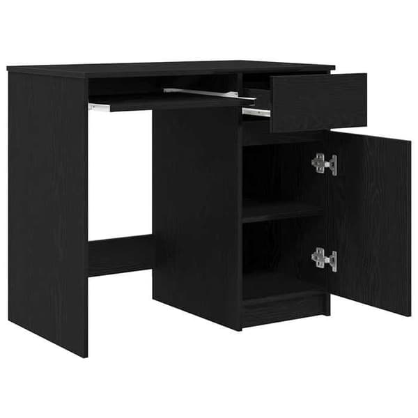 Maison Exclusive - Kontor i sort egetræ 86x49x76 cm ingeniørtræ svart ek