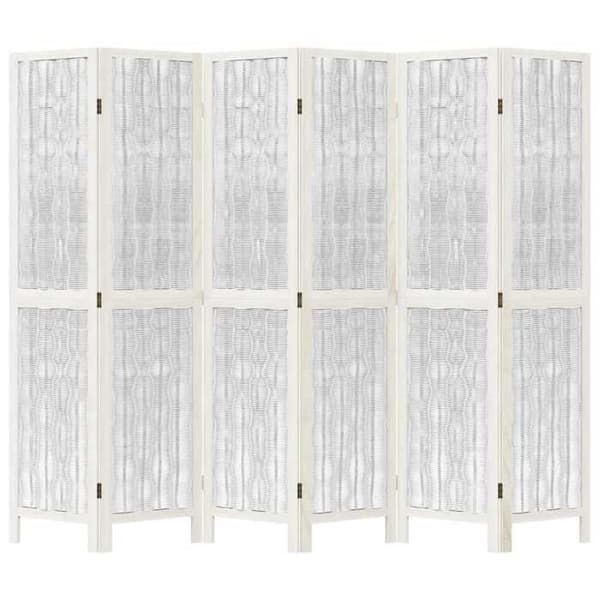 Maison Exclusive - Avskiljande vägg 6 paneler vit paulownia massivt trä Vit