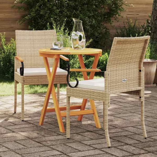 Maison Exclusive - Trädgårdsstolar 2 st Beige och krämvit Beige och vit kräm