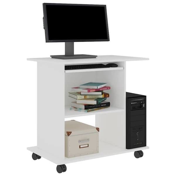 Maison Exclusive - Hvidt computerbord 80x50x75 cm i ingeniørtræ