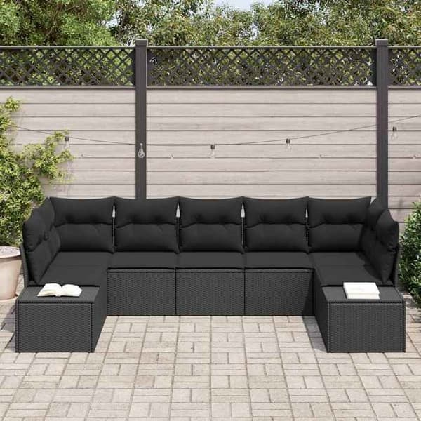 Maison Exclusive - 7-delars trädgårdsoff-set 7-sits svart
