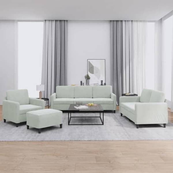 Maison Exclusive - 4 kpl vaaleanharmaita samettisohvia