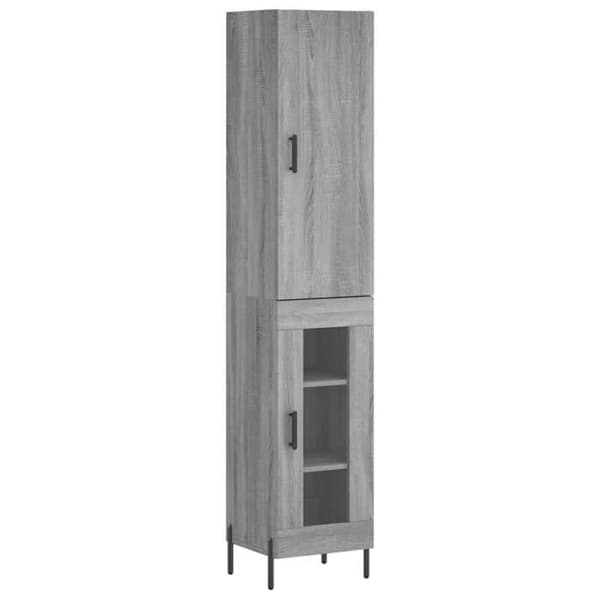 Maison Exclusive - Buffé hög Sonoma grå 34,5x34x180 cm Ingenjörsträ
