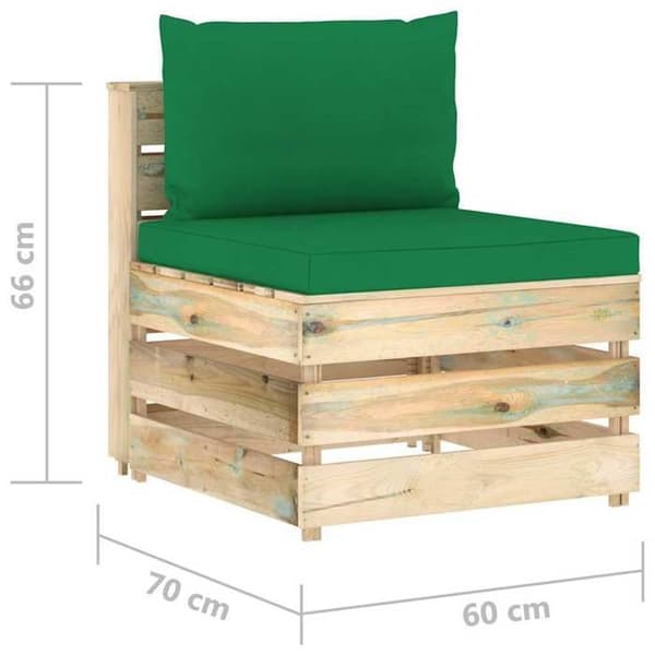 Maison Exclusive - Central sektion sofa med puder, træ imprægneret med grøn