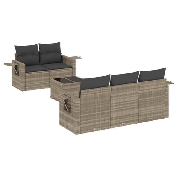 Maison Exclusive - Trädgårdsmöbler 6 delar med ljusgrå kuddar i flätad resin