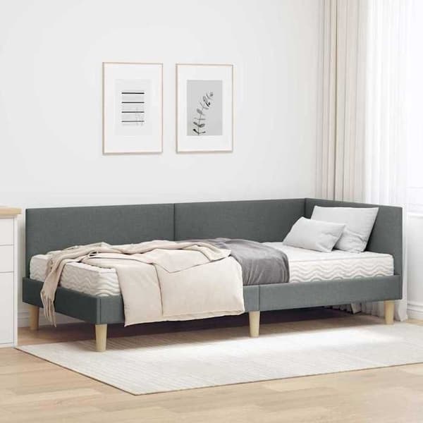 Maison Exclusive - Kulmasänky 2 osaa tummanharmaa 90 x 190 cm Mörkgrå