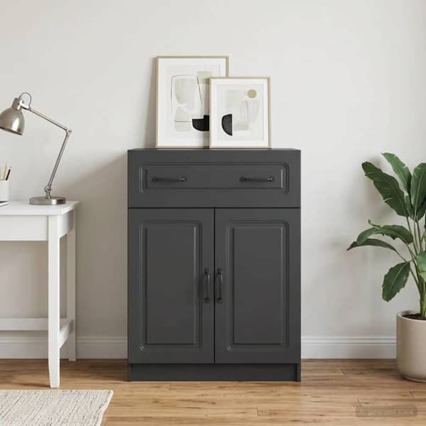 Maison Exclusive - Buffé med låda Svart 66 x 34,5 x 87 cm Ingenjörsträ