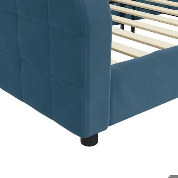 Sengebænk - EKSKLUSIV HUS - 90x200 - Blå - Velour - Lamelseng Blå