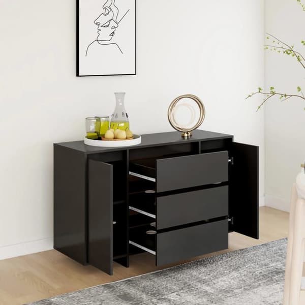 Maison Exclusive - Buffet med 3 skuffer Sort 120x41x75 cm Ingeniørtræ Svart