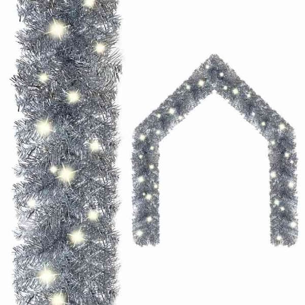 Julekrans - EKSKLUSIV HUS - 10 m - Økonomisk LED - Sølv - USB Silver