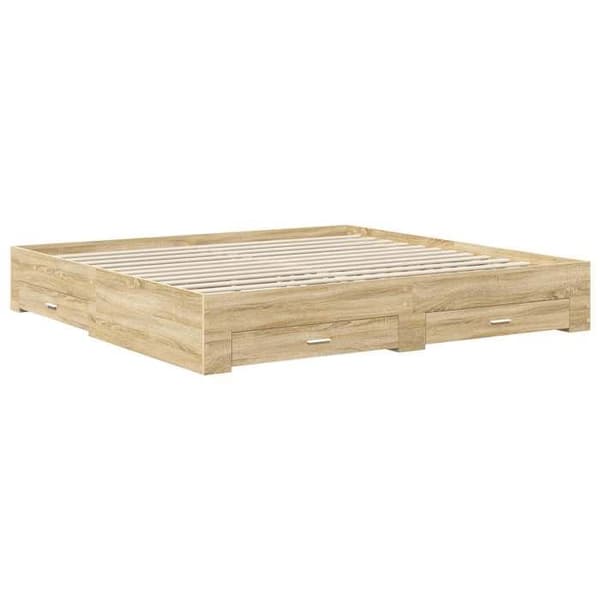 Maison Exclusive - Sängram Grå betong 200 x 200 cm Ingenjörsträ