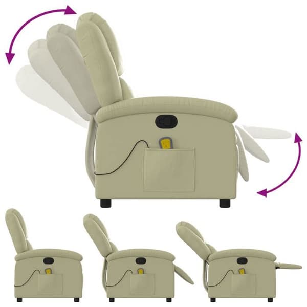 Stole & Relaxstole - MAISON EXCLUSIVE - Lænestol med vippefunktion - Ægte læder - 6 punkts massage - Vinkel 135° Grädde
