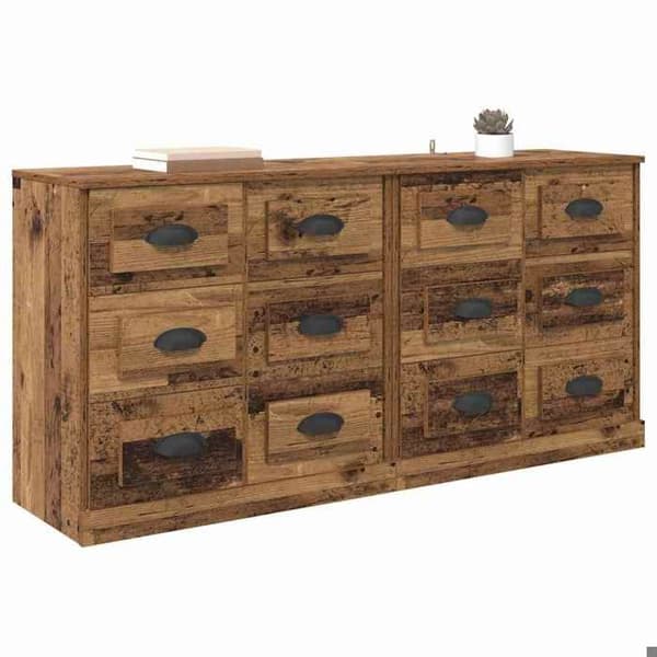 Exklusiv Hem - Bufféer 2 st Antik Trä 70 x 35,5 x 67,5 cm Ingenjörsträ