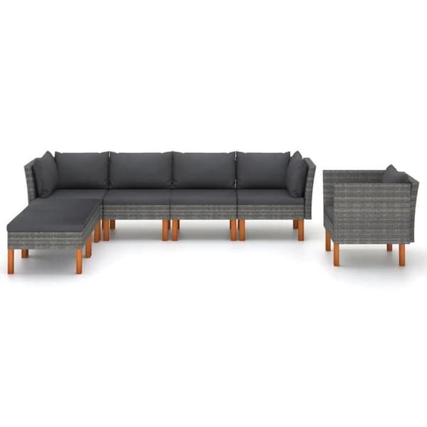 Maison Exclusive - Havegruppe 7 stk. Vævet resin og eucalyptus træ Grå