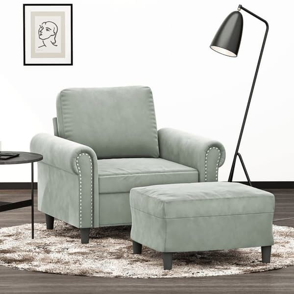 Maison Exclusive - Tuoli jalkatuella Vaaleanharmaa 60 cm Sametti Ljusgrått