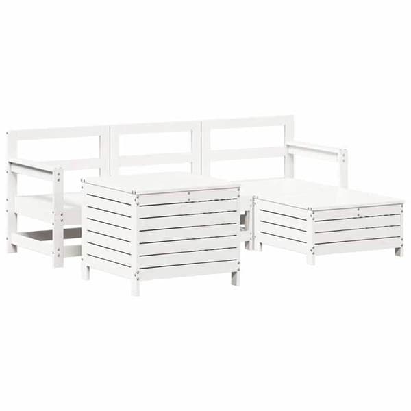 Maison Exclusive - Trädgårdsmöbler 5 delar vit massiv furu