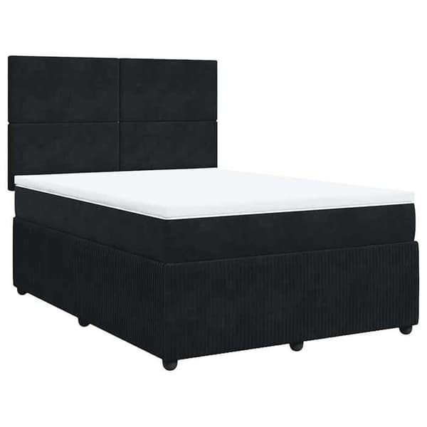 Maison Exclusive - Seng med lameller og madras Sort 160x200 cm Velour