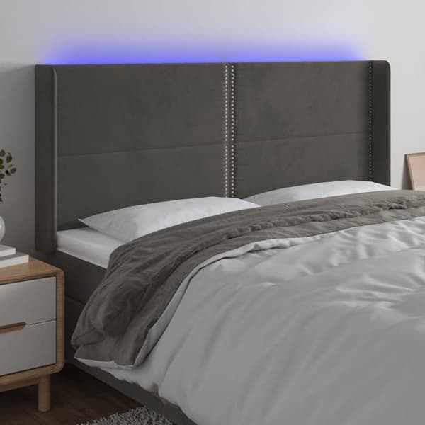 Maison Exclusive - LED-päätyharso Tummanharmaa 163x16x118/128 cm Sametti mörkgrå