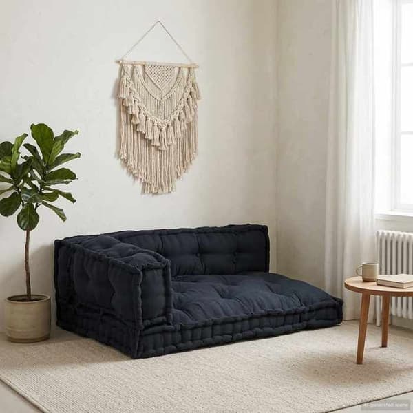 Sofa pude på palle - EKSKLUSIV HUS - 3 stk - Antracit - Bomuld - Modulerbar skum antracit