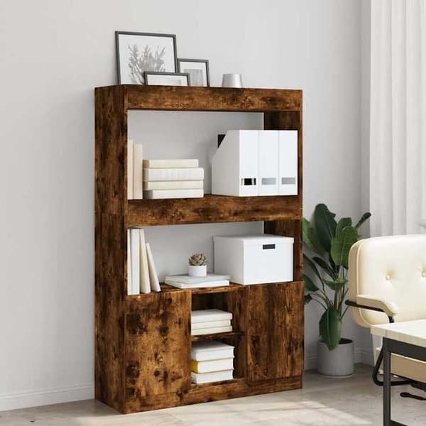 Maison Exclusive - Buffé hög rökig ek 92x33x140 cm ingenjörsträ