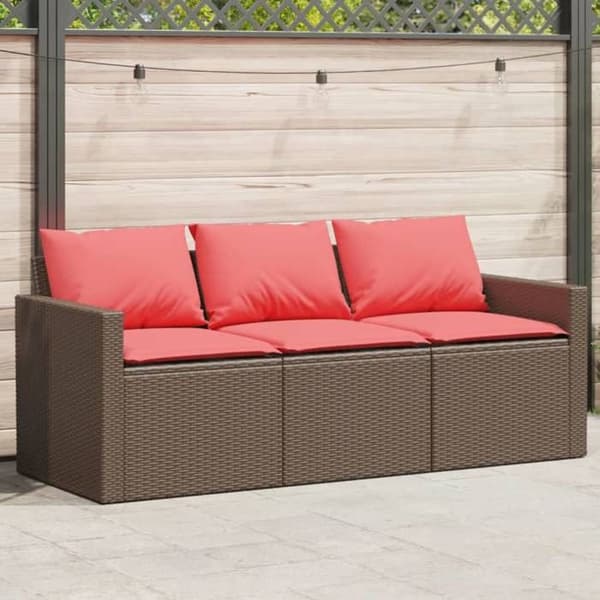 Maison Exclusive - Trädgårdsoffa med kuddar 3 platser brun flätad resin Brun